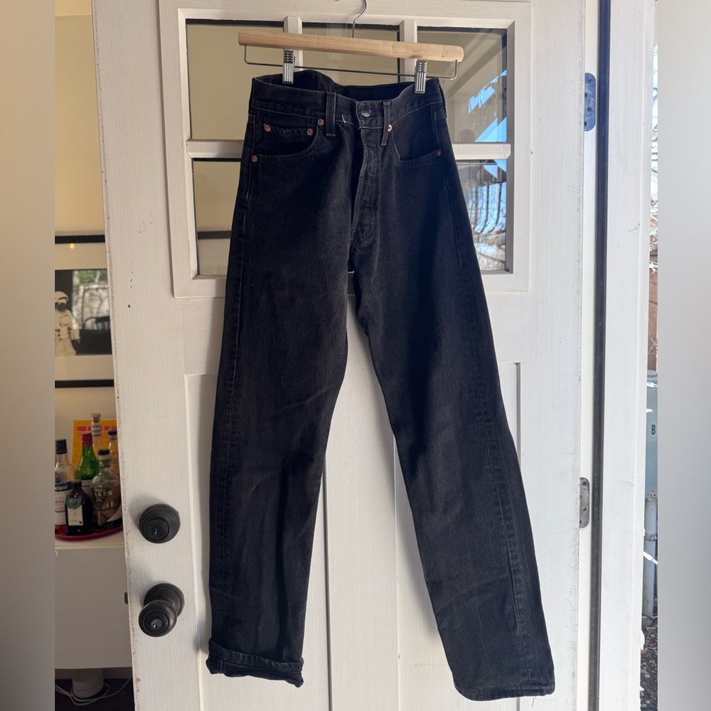 Vintage 501 Levi's Black Straight Jeans - Picture 6 of 8